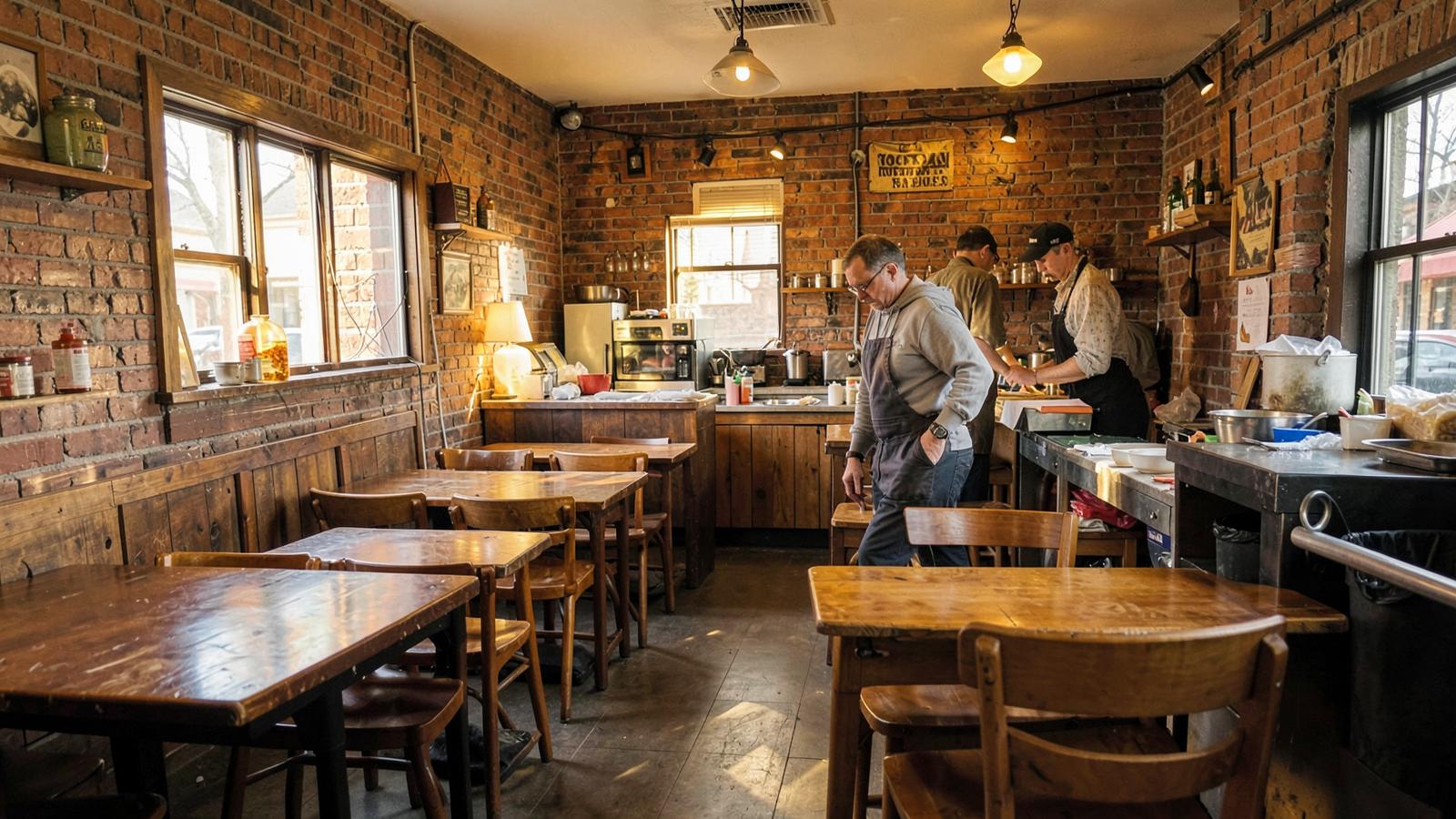Interior of a small Carolina restaurant before opening